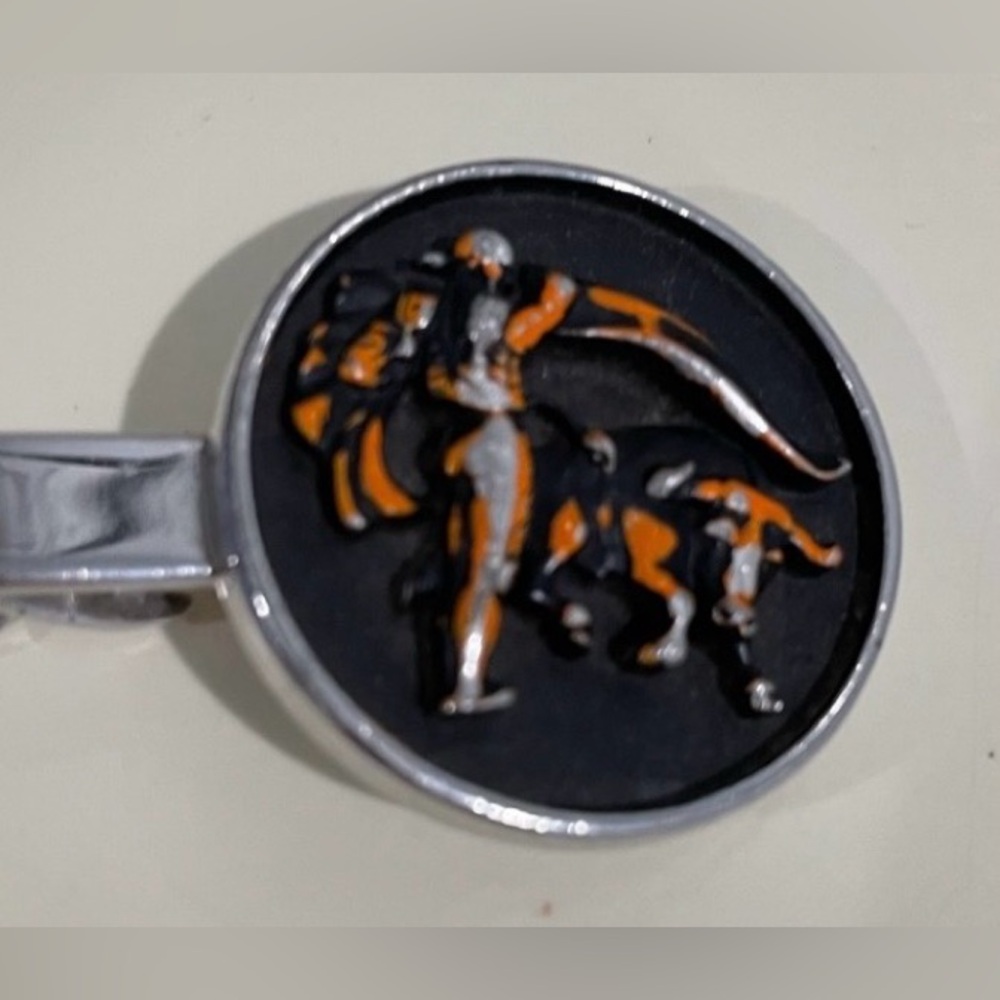 Vintage Hickok Matador Enamel Tie Clip Mid Century Silver Tone Signed